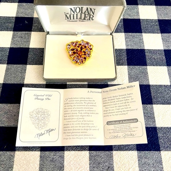 NWT Vintage Nolan Miller Pansy Flower Brooch & Clip-on Earrings - Picture 3 of 6